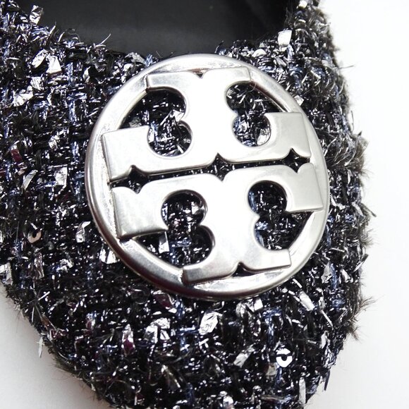 TORY BURCH Minnie Travel Fabric Ballet Flats with Metal Logo Size 8.5 - Picture 7 of 10